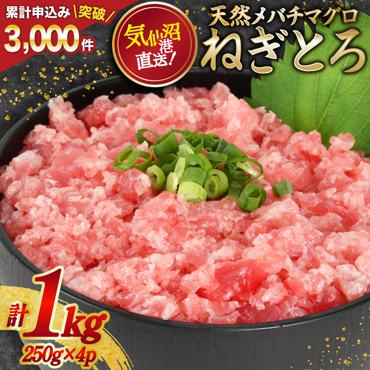 ネギトロ 気仙沼港直送 1kg (250g×4p) [畠和水産 宮城県 気仙沼市 20563348] メバチマグロタタキ 三陸産 小分け まぐろ丼 ねぎとろ まぐろ まぐろたたき 鮪