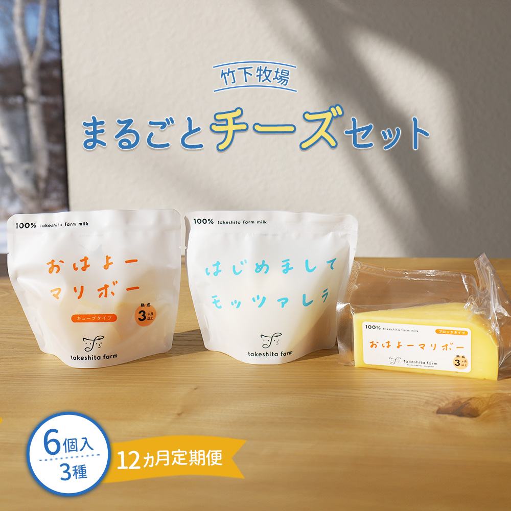 竹下牧場 takeshita farm【定期便12ヶ月】まるごとチーズセット 計560g【24025】