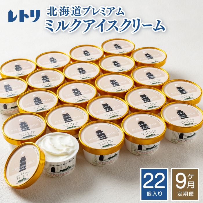 【定期便：全9回】北海道 プレミアムミルクアイスクリーム×22個【11161】