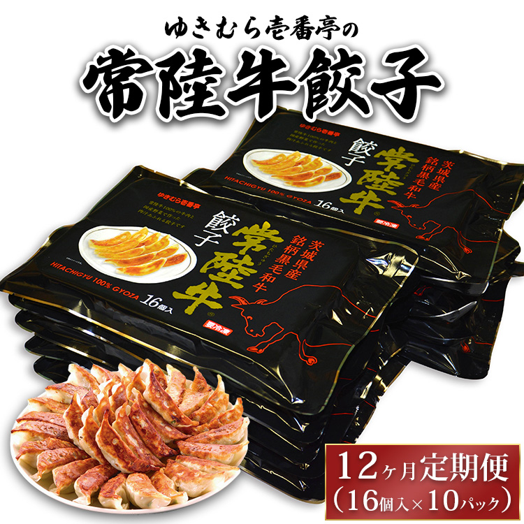 【12ヶ月定期便】ゆきむら壱番亭の常陸牛餃子10パック(160個入り) ※離島への配送不可
