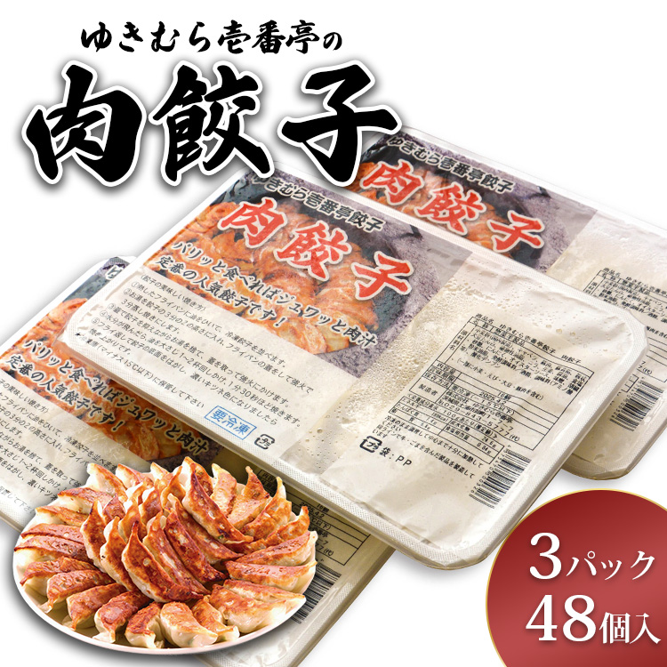 ゆきむら壱番亭の肉餃子3パック(48個入り) ※離島への配送不可