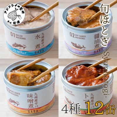 缶詰工場直送　伝統のさば缶「旬ほとぎ」4種類の味わい12缶【配送不可地域：離島】【1348853】