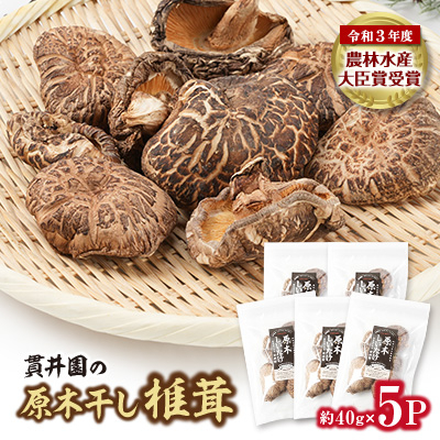 貫井園の原木干し椎茸 約40g×5パック【1446978】