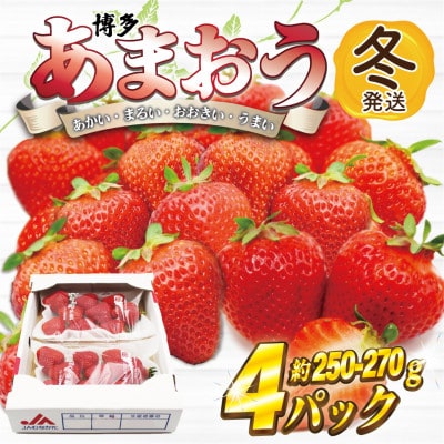 【2025年12月~2026年1月発送】博多あまおう(冬)(250g-270g)×4パック(岡垣町)【配送不可地域:離島・北海道・沖縄】【1621442】