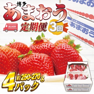 【発送月固定定期便】博多あまおう(250g-270g)×4P(岡垣町)全3回【配送不可地域:離島・北海道・沖縄】【4067771】