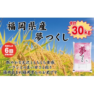 【発送月固定定期便】【食味鑑定士厳選】福岡県産 夢つくし5kg(5kg×1袋)(岡垣町)全6回【4072915】
