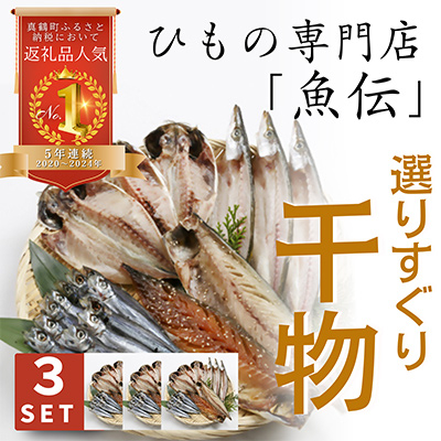 魚伝特製 干物セット×3【配送不可地域:離島】【1900625】