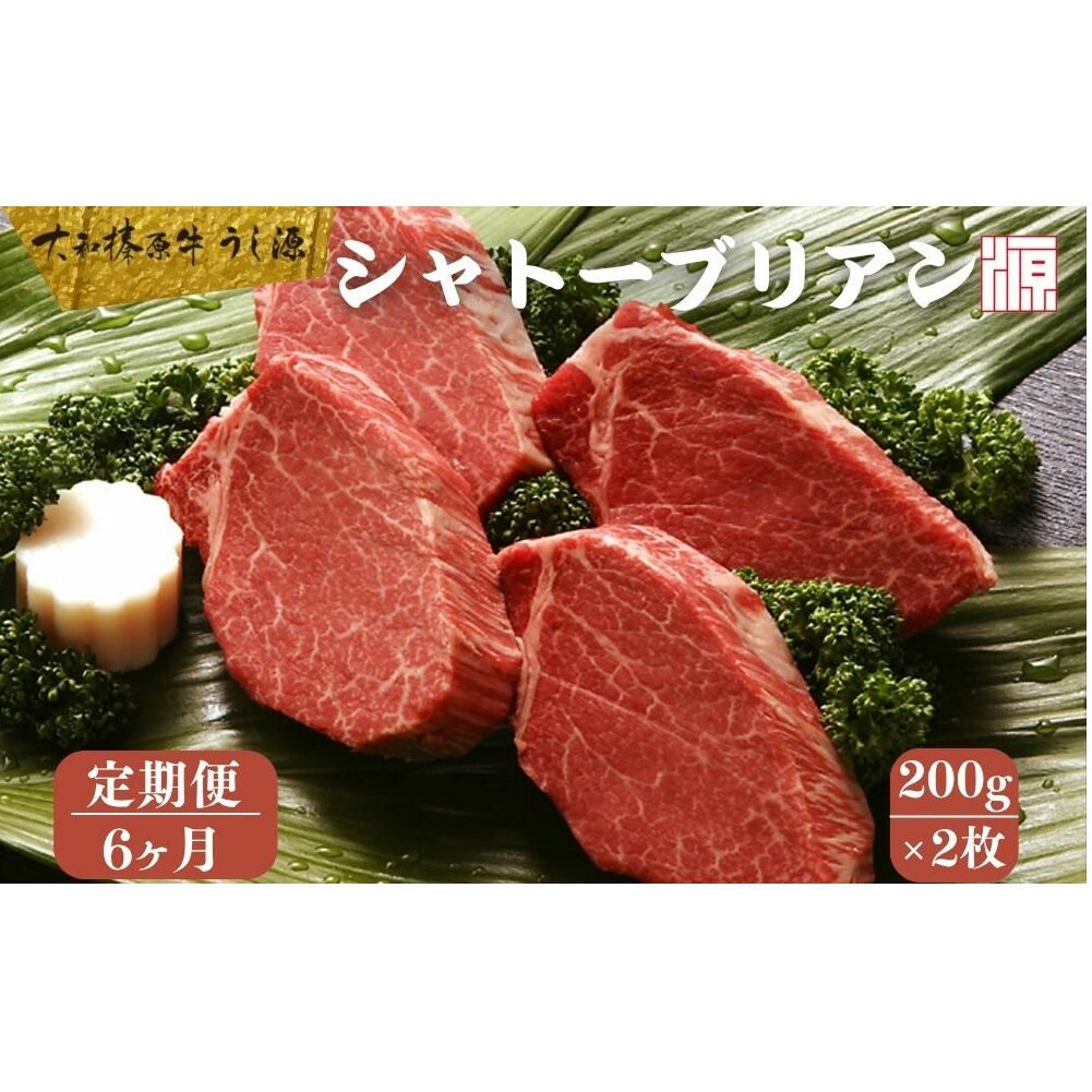 <定期便 6ヶ月> (冷凍) シャトーブリアン 200g×2枚 /ふるさと納税 A5 ギフト 部位 牛肉 黒毛和牛 和牛 焼肉 ステーキ 父の日 母の日 お中元 暑中見舞い お土産 内祝い 正月 奈良県 宇陀市 うし源本店 大和榛原牛