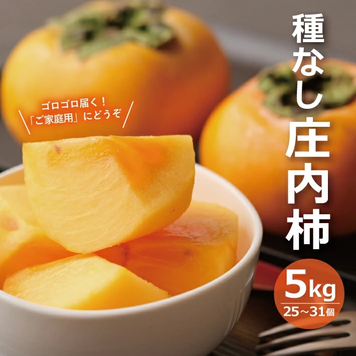 SA2566　酒田の果物専門店厳選　庄内柿(種なし柿)　約5kg(25～31玉入)
