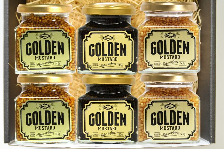 ゴールデンマスタード　ギフトBOX6点セット（ゴールド・ブラック・マーレ）各140g ｜ 調味料 マスタード からし 洋からし おいしい ギフト 贈答 贈り物 プレゼント 記念日 記念品 ご褒美 お祝 お中元 お歳暮 詰め合わせ 食べ比べ 茨城県 古河市 _DS02