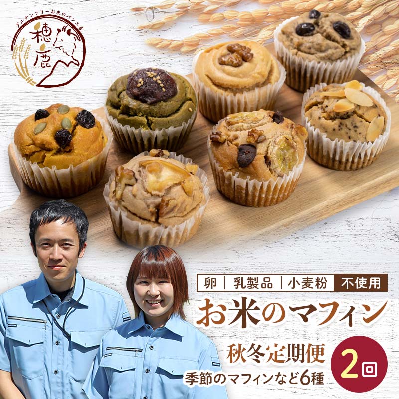 ＜2回定期便秋・冬＞米粉のおやつ グルテンフリー色どりお米のマフィン 6種セット F21T-198