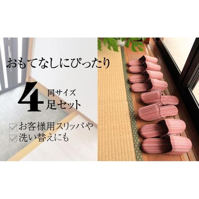 しじらストライプ ドルフィンソフトスリッパ Sサイズ レッド4足セット