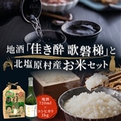 地酒「佳き酔 歌磐梯」とお米セット（会津・北塩原村産コシヒカリ2kg） KBM001