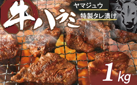 yj062ヤマジュウの特製タレ漬け!牛ハラミ肉1kg