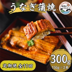 【発送月固定定期便】【産地直送】浜名湖産　うなぎ蒲焼 約150g×2尾[かわべのうなぎ]全11回【配送不可地域：離島】【4013249】