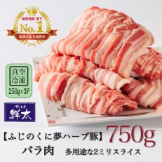 湖西市産ブランド豚「ふじのくに夢ハーブ豚」バラ肉2ミリスライス750g(250g×3P)真空・冷凍【配送不可地域：離島】【1495390】