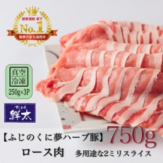 湖西市産ブランド豚「ふじのくに夢ハーブ豚」ロース肉2ミリスライス750g(250g×3)真空・冷凍【配送不可地域：離島】【1495392】