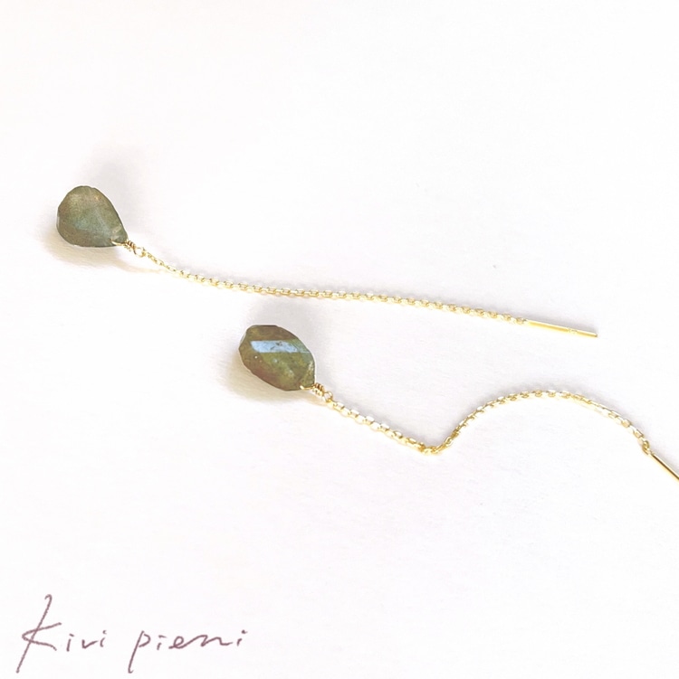 【天然石ジュエリー】 ラブラドライト k10(10金）アメリカンピアス◇ ※着日指定不可