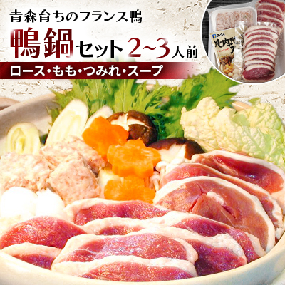 鴨鍋セット 2～3人前(ロース150g・もも150g・つみれ200g・スープ200g)【配送不可地域：離島】【1146821】
