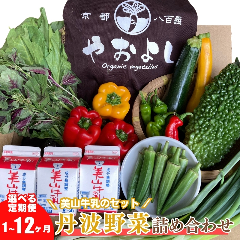 【定期便6回】<京野菜の京都やおよし>丹波野菜詰め合わせ 美山牛乳のセット《栽培期間中農薬不使用 野菜》※北海道・沖縄・離島への発送不可