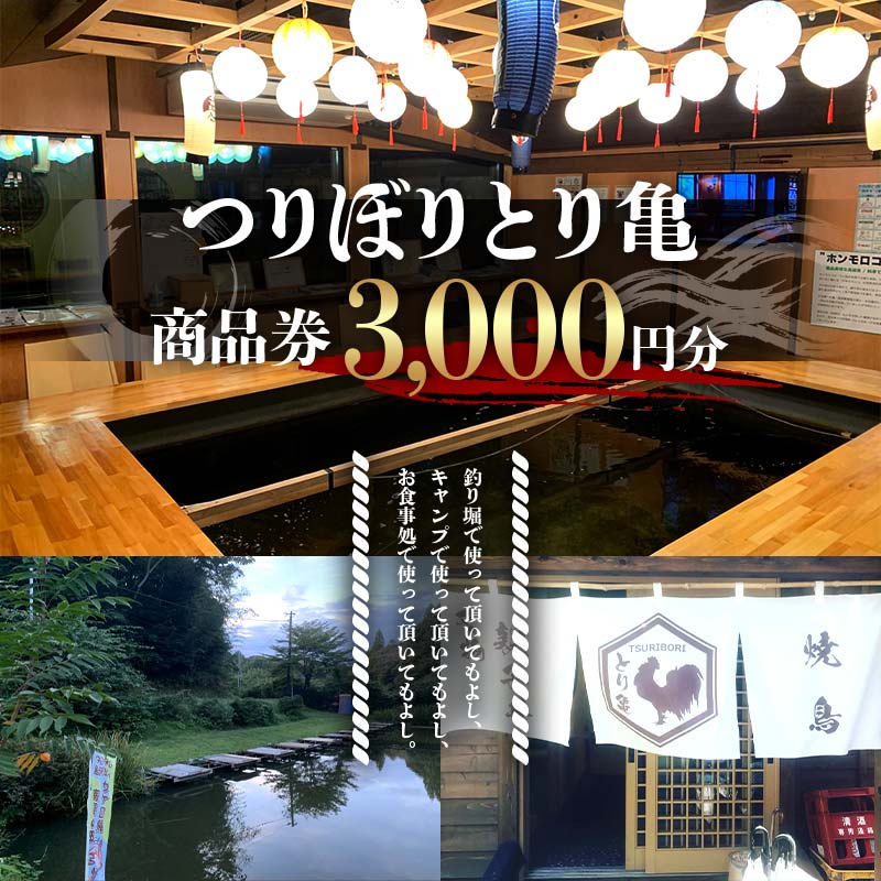 つりぼり とり亀 商品券3000円分 へら鮒 釣り場 大上へら池 カフェ お食事 千葉県 睦沢町 F21G-271