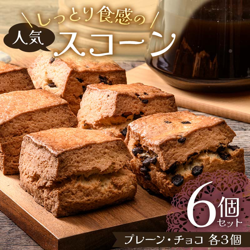 しっとり食感の人気スコーン6個セット(プレーン・チョコ各3個) スイーツ デザート 福島県 矢吹町 F6U-044