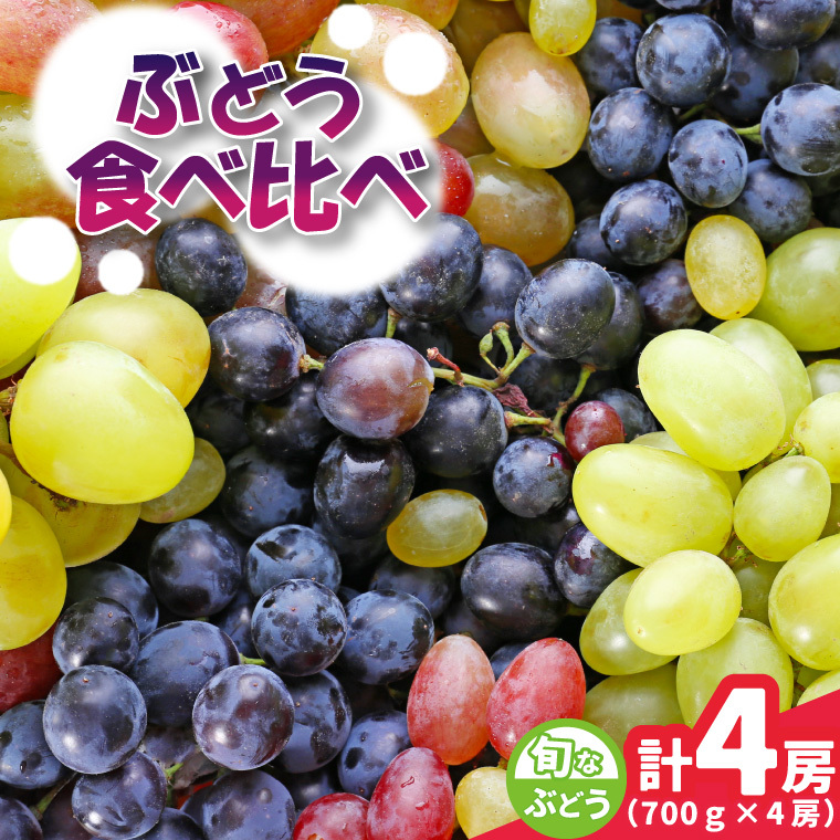 旬なぶどう食べ比べ700g×4房　県内共通返礼品かすみがうら市産 (BR185)