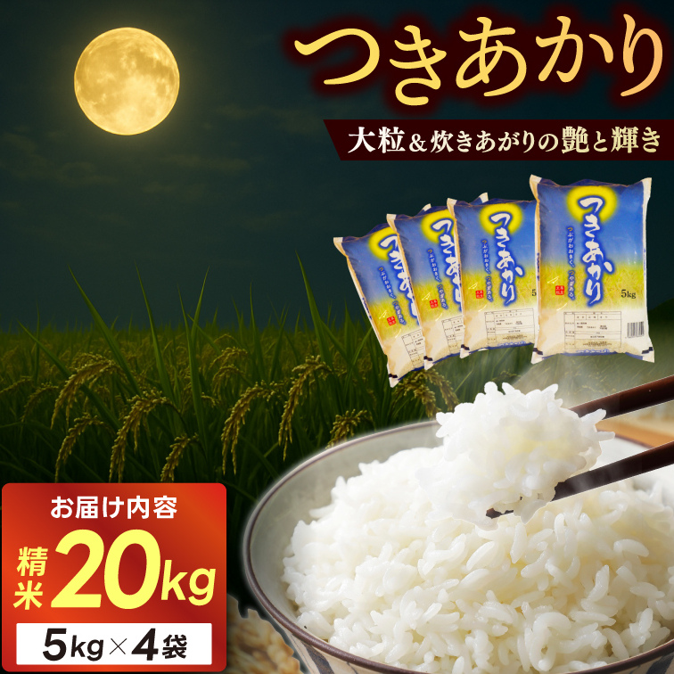 精米 20kg (5kg×4袋) つきあかり【令和7年産】お米 米 ご飯 城里町 桂農産【配送不可地域:離島】 (AX010)