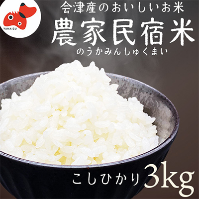 奥会津のきれいな水で大切に育てた コシヒカリ【農家民宿米】 3kg【1459633】