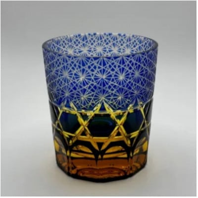 琥珀塗り切子(032)ブルー【1627990】