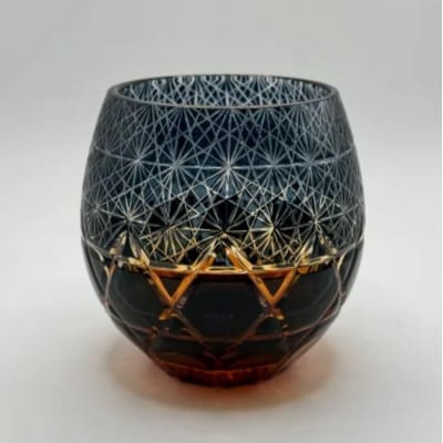 琥珀塗り切子(031)ダークブルー【1632637】