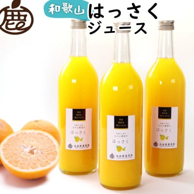 無添加はっさくジュース720ml×3本【柑橘果汁100%ストレートジュース】【配送不可地域:離島・北海道・沖縄】【1641470】