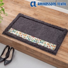 北欧の「幸せを運ぶ馬」ダーラヘスト柄の玄関マット　グレー(縦50cm×横80cm)【1255686】