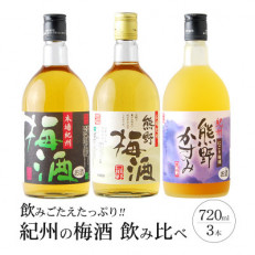 【九度山町】紀州の梅酒　飲み比べ3本セット【1217701】
