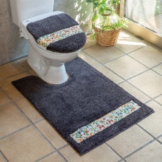 北欧の「幸せを運ぶ馬」ダーラヘスト柄の胴長トイレ2点セット　グレー【1255714】