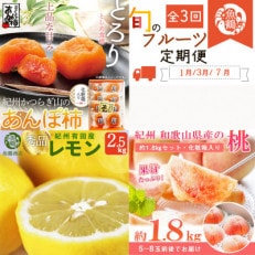 【発送月固定定期便】紀州和歌山産旬のフルーツセット(あんぽ柿・レモン・桃)全3回【配送不可地域:離島・北海道・沖縄】【4052284】