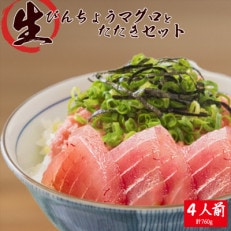 那智勝浦直送!天然もちもち生ビン長まぐろとたたきセット　4人前【配送不可地域：離島・北海道・沖縄・東北・関東・九州】【1537468】