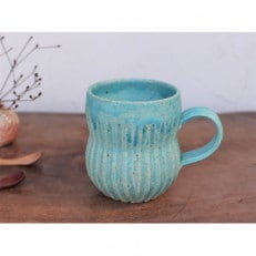 トルコブルーのコーヒーカップ(鎬) yc-044【1284211】