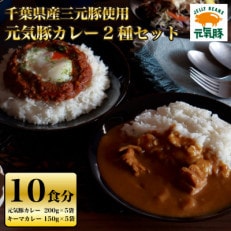 元気豚カレー2種セット(元気豚カレー 5P、キーマカレー 5P 計10食分)[保存食・備蓄・ギフト][配送不可地域:離島・沖縄]