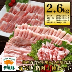 千葉県産豚肉 元気豚 精肉4種セット【大盛り】 2.6kg【配送不可地域:離島・沖縄】【1301354】