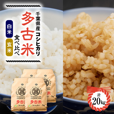 新米【令和7年産】たこまいらいふ萩原農場の多古米コシヒカリ(精米)10kg・(玄米)10kgセット【配送不可地域：離島・沖縄】【1438053】
