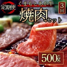 【毎月定期便】【GI認証】くまもとあか牛 焼肉用約500g(阿蘇市)全3回【配送不可地域:離島】【4053038】