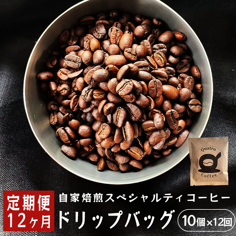 [12ヶ月定期便]自家焙煎スペシャルティコーヒー 合計120杯分 ドリップバッグ 12g×10個×12回 ドリップコーヒー 珈琲 1年