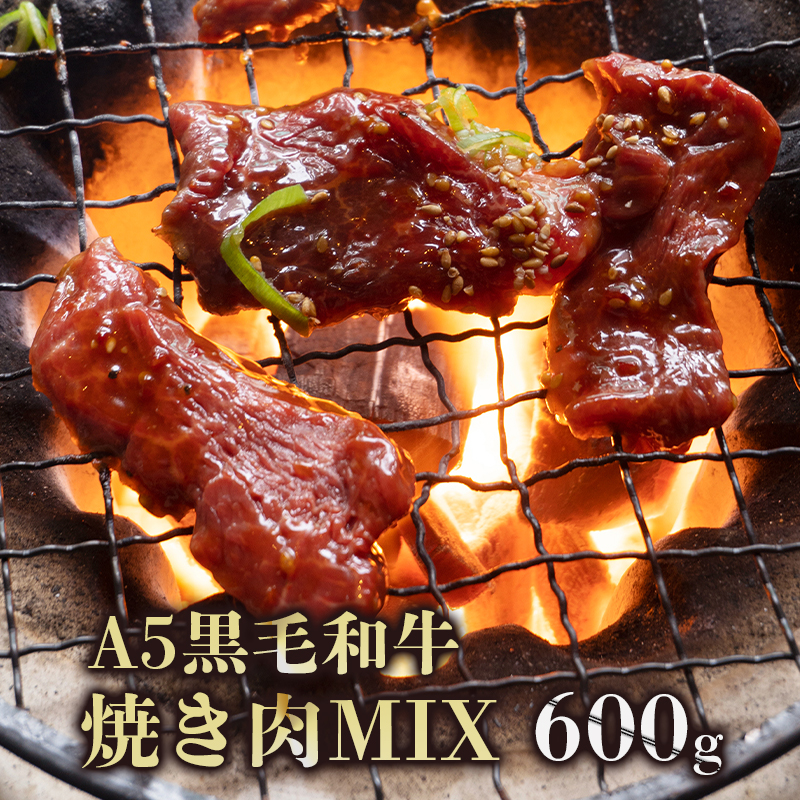 A5 黒毛和牛 焼肉用MIX 600g 150g小分けパック 冷凍 自家製 旨辛タレ 味付け肉 揉み込み 牛肉 焼き肉 モモ カルビ ロース ミックス 熨斗 ギフト 御歳暮 お歳暮 プレゼント 贈答 熨斗 御中元 お中元 夏ギフト