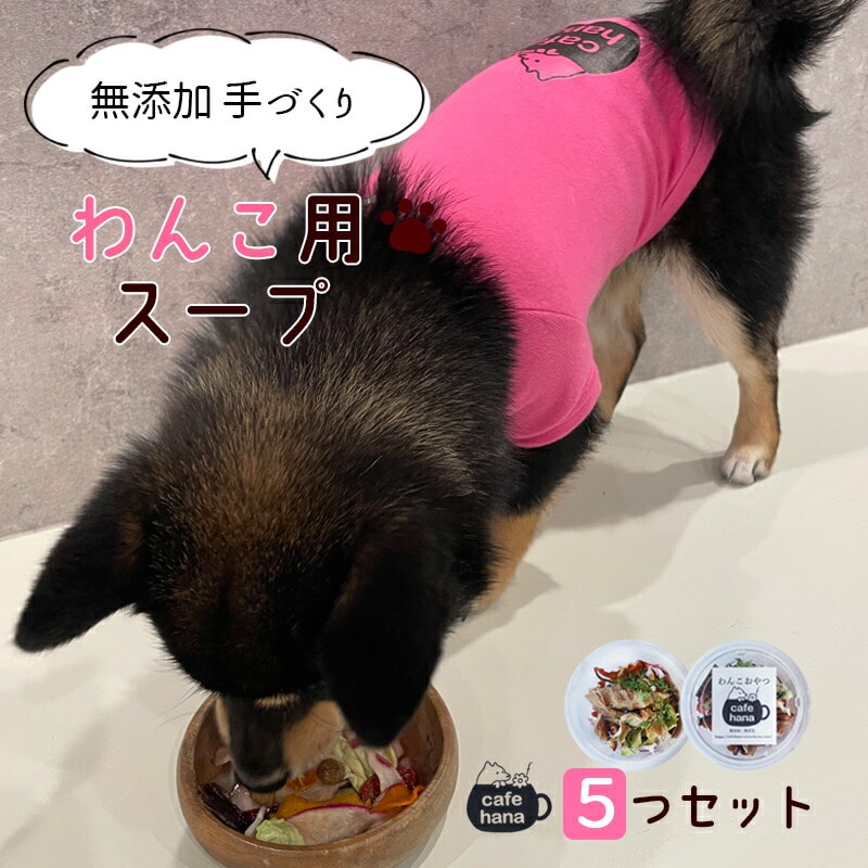 cafe hana 無添加 手作り わんこ用スープ 5袋 セット : 愛犬への贈り物 ご飯 ペットフード ドッグフード ワンちゃん 舞鶴 京都 愛犬 dog 犬 犬用