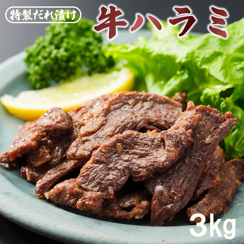 牛ハラミ 3kg : 300g×10袋 特製タレ漬け ハラミ 肉 牛 焼肉 牛肉 味付 焼き肉 BBQ 熨斗 ギフト 贈り物 贈答用 プレゼント お歳暮 お歳暮 京都 舞鶴 幸福亭