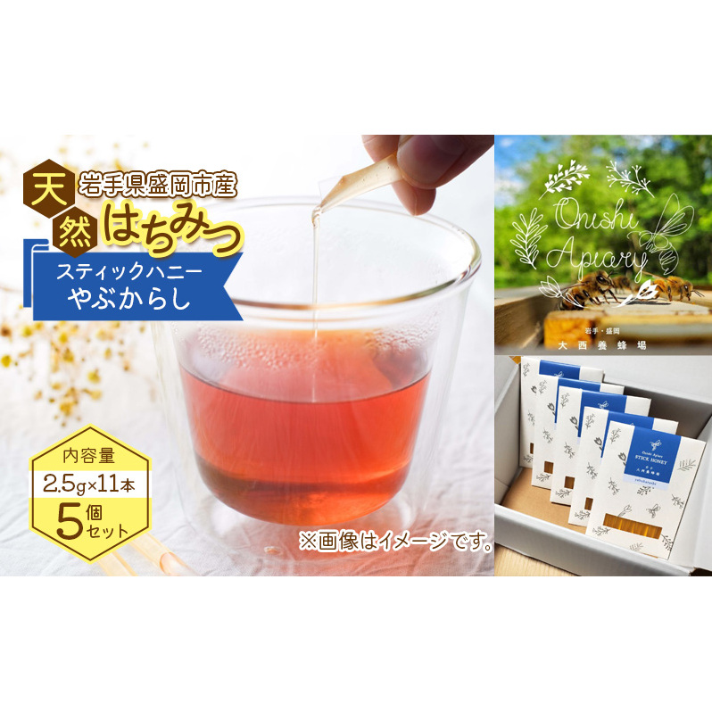 盛岡市 大西養蜂場 盛岡産はちみつ【スティックハニー やぶからし2 .5g×11本】5個 セット   国産 非加熱  ハチミツ 蜂蜜 国産はちみつ 非加熱はちみつ 非加熱 岩手 岩手県