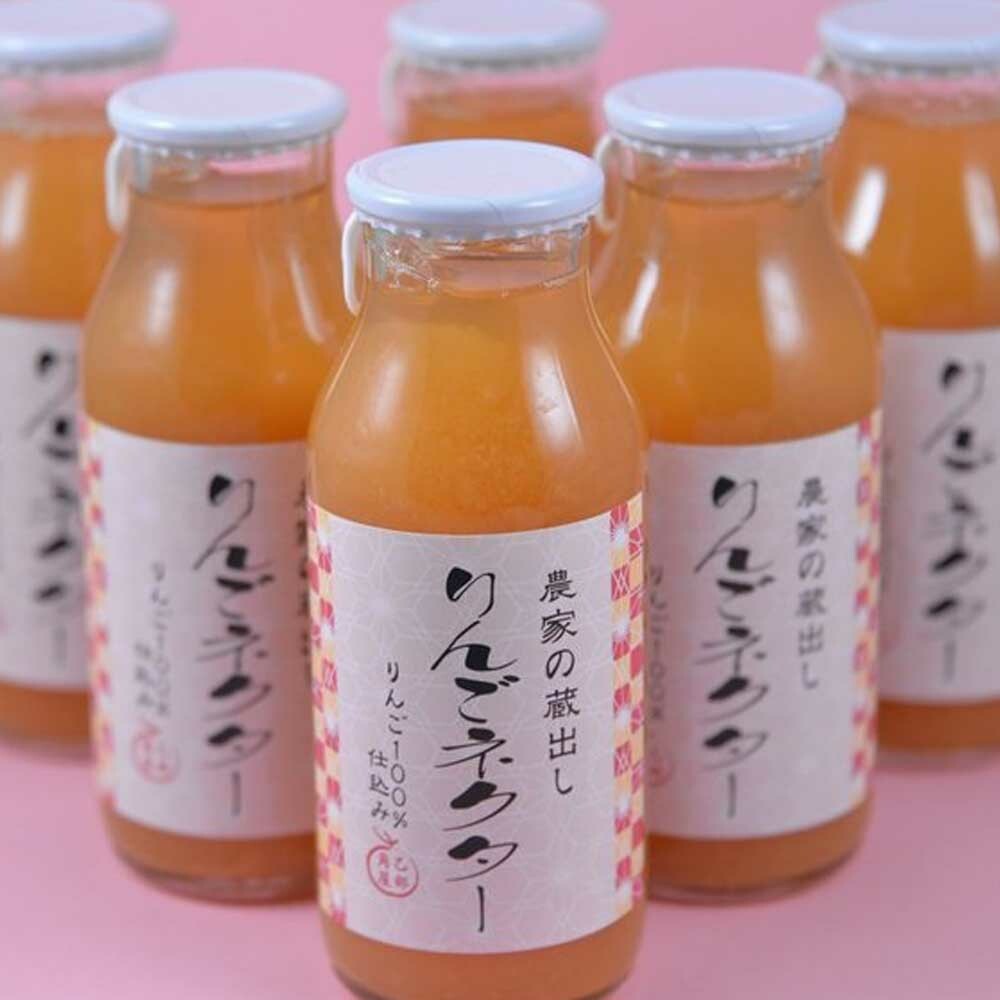佐々木果樹園 乙部角屋 蔵出し 濃厚りんごネクター 180ml×6本 飲料 果汁飲料 飲み物 アップルジュース 果肉入り あと味スッキリ サンフジ 盛岡りんご