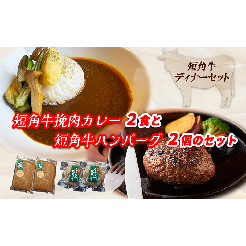 肉専門レストラン「パイオニアファーム」 短角牛焼き上げハンバーグ2個と短角牛挽肉カレー2食セット お肉 牛肉 ハンバーグ 惣菜 冷凍