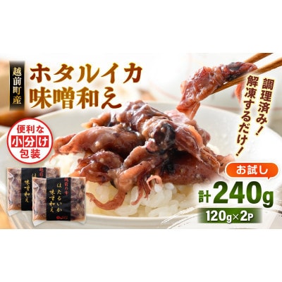 【のし付】解凍するだけ ! 越前町産 味噌あえ ホタルイカ お試し 計240g(120g × 2P)【配送不可地域：離島】【1632904】